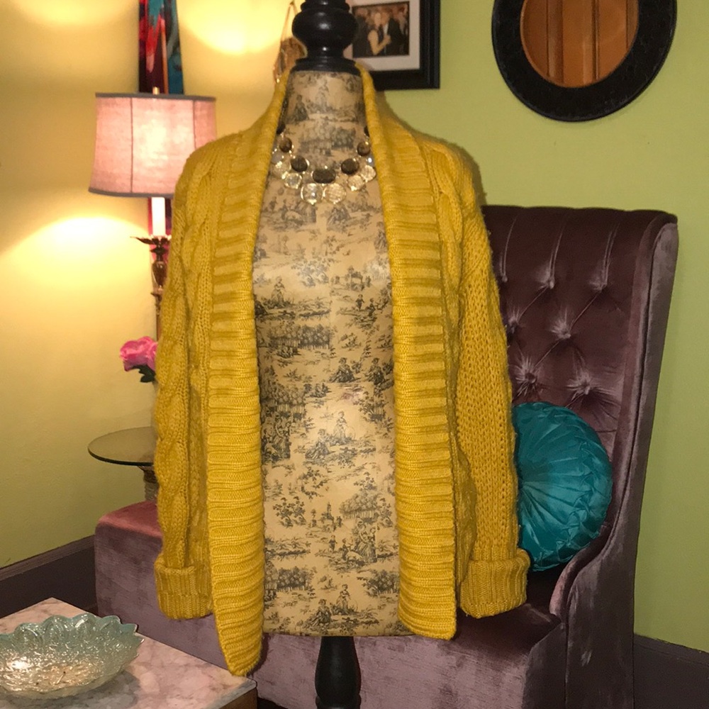 Mustard Knit Sweater Cardigan